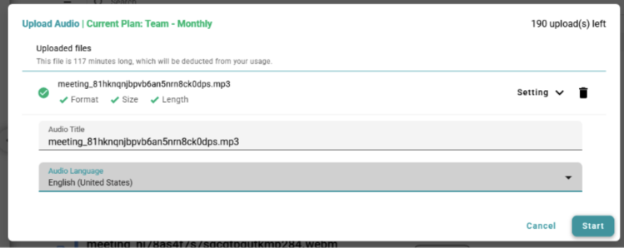 启动自动转录与摘要生成
